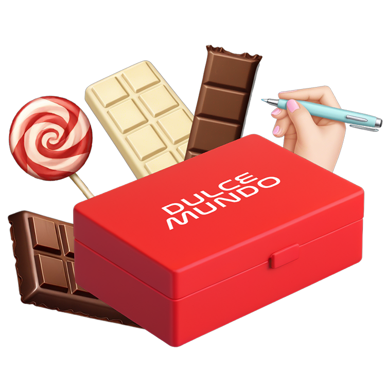 Caja DulceMundo personalizada con golosinas estilo emoji, ideal para elegir y crear a tu manera.